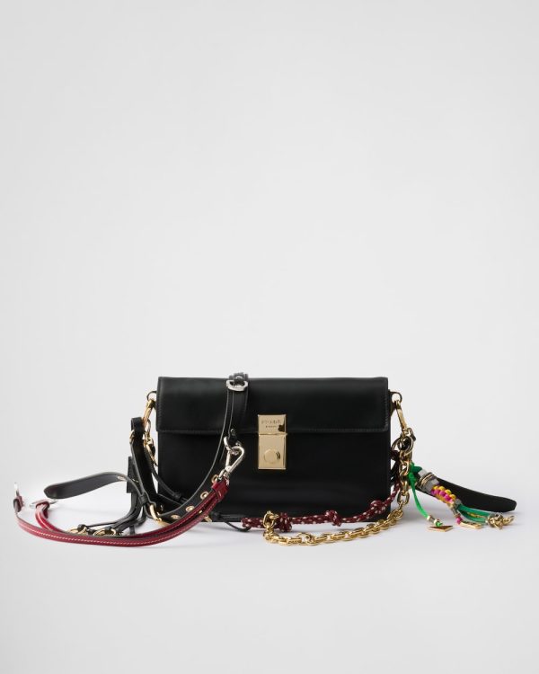 Prada Soft Sound Small Leather Shoulder Bag With Charms