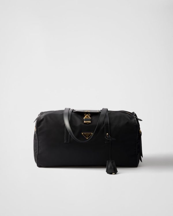 Large Re-Nylon Top-Handle Bag With Padlock