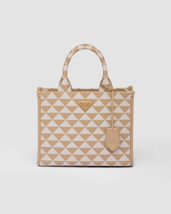 Small Prada Symbole Embroidered Fabric Handbag