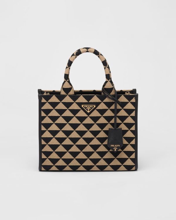 Small Prada Symbole Embroidered Fabric Handbag