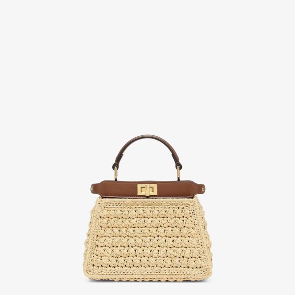 Fendi Peekaboo ISeeU Petite Brown leather and interlaced fiber bag