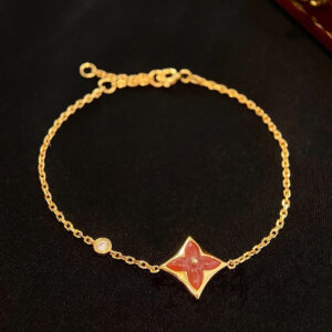 [Lucky Star]COLOR STAR CARNELIAN PINK GOLD DIAMOND BRACELET