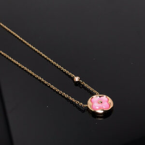 [Lucky Star]COLOR BLOSSOM PINK MOP SUN GOLD NECKLACE