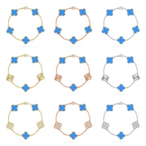 [Lucky Star]  CLOVER 5 MOTIF BLUE AGATE BRACELET COLLECTION