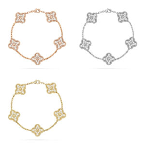 [Lucky Star]  CLOVER 5 MOTIF FULL DIAMOND BRACELET COLLECTION