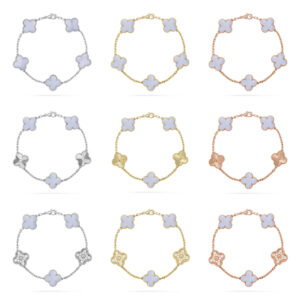 [Lucky Star]  CLOVER 5 MOTIF PURPLE CHALCEDONY BRACELET COLLECTION