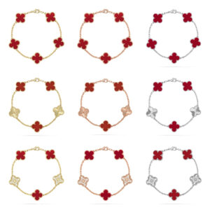 [Lucky Star]  CLOVER 5 MOTIF RED CORNELIAN BRACELET COLLECTION