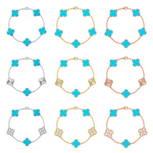 [Lucky Star]  CLOVER 5 MOTIF TURQUOISE BRACELET COLLECTION