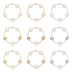 [Lucky Star] CLOVER WHITE PEARL MOP 5 MOTIF BRACELET COLLECTION