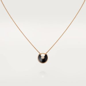 [Lucky Star]AMULETTE ROSE GOLD ONYX NECKLACE