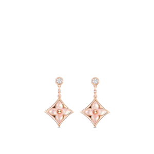 [Lucky Star]DOUBLE STAR PINK GOLD MOP DROP EARRINGS
